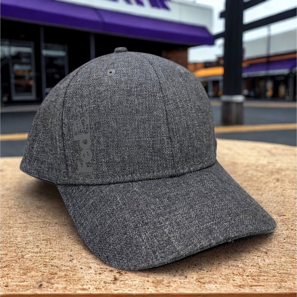 FedEx Heather Gray Snapback Hat Adjustable Baseball Cap Reflective Logo NWOT